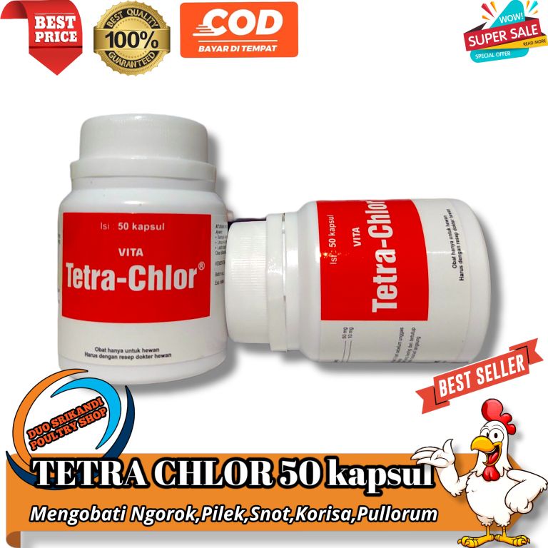VITA TETRA CHLOR KAPSUL 50 tablet TETRACHLOR - Antibiotik Multivitamin Mineral Obat Unggas Ayam Buru
