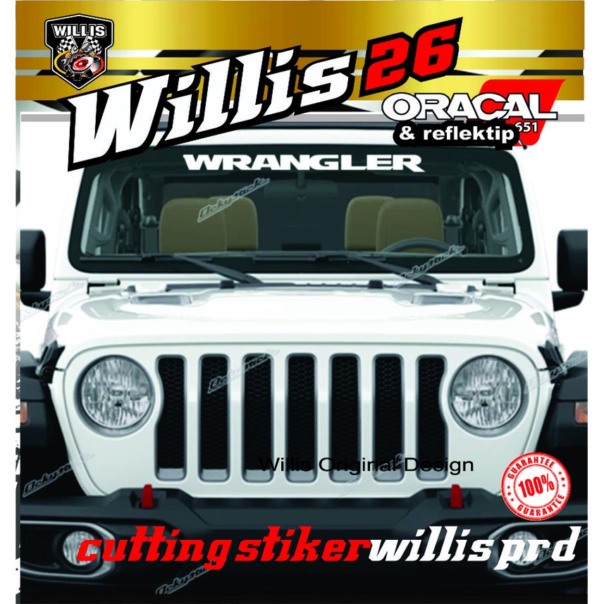 cutting sticker kaca depan WRANGLER stiker mobil stiker Jeep