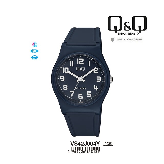 Q&Q QNQ QQ ORIGINAL ANALOG WATCH JAM TANGAN PRIA WANITA TALI KARET VS42 VS42J VS42J004Y