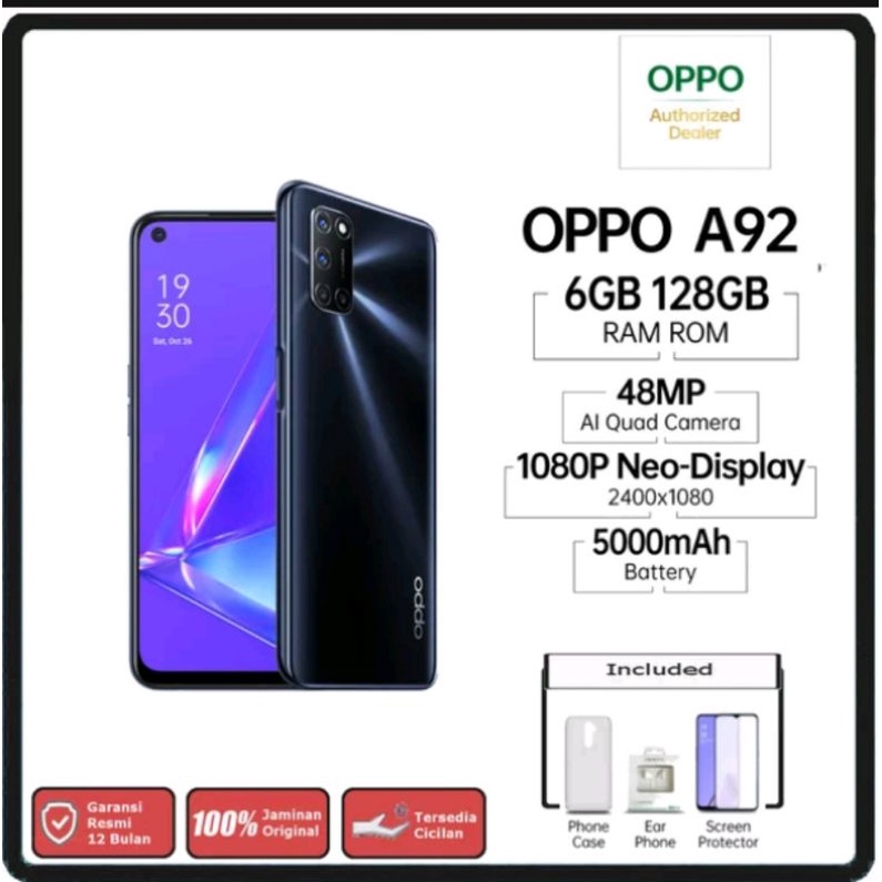OPPO A92 Ram 8/128 GB Kamera 48 Pro Snapdragon Resmi Termurah