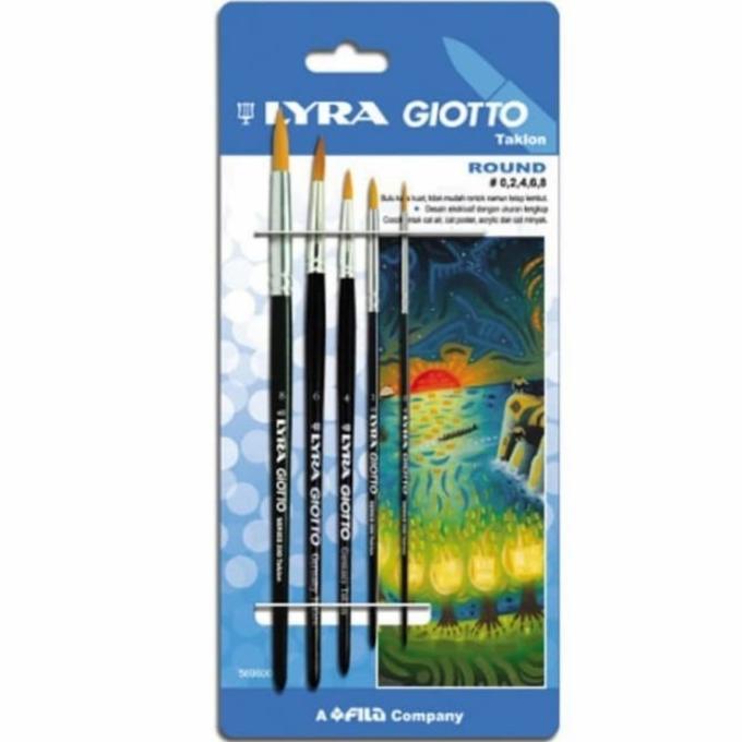 

Lyra Giotto Synthetic Taklon Brush Set - Flat & Round - Kuas Lukis