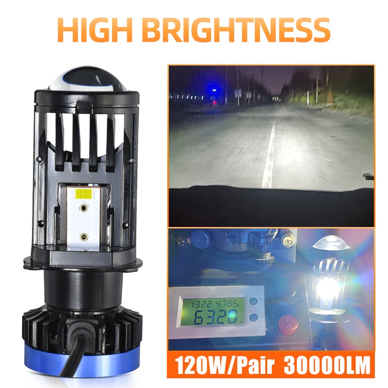 120w / Pasang Lampu Depan Mobil LED Mini 12000Lm H4 Canbus 6000K 9003 P43T Hi / Lo Beam 12V 24V