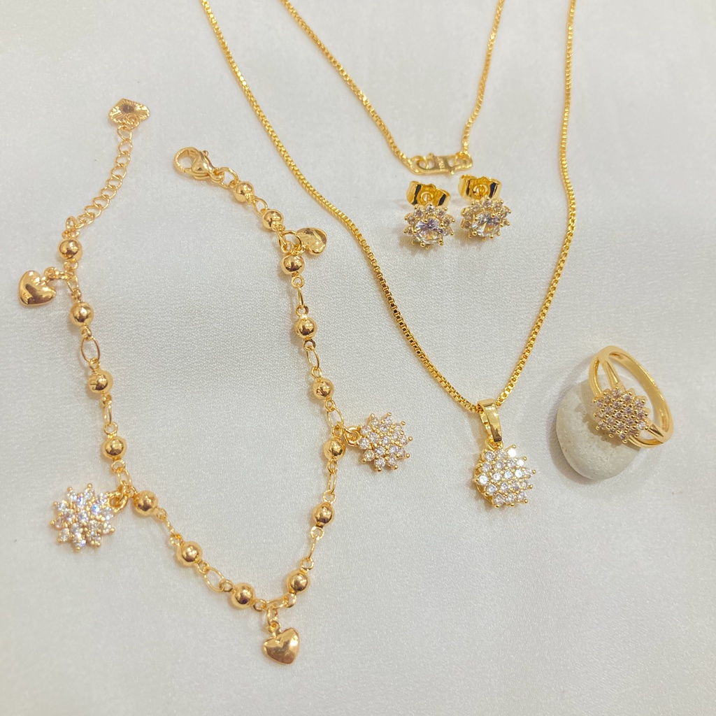 Set Perhiasan Wanita Permata Xuping Lapis Emas Aksesoris Fashion 18K