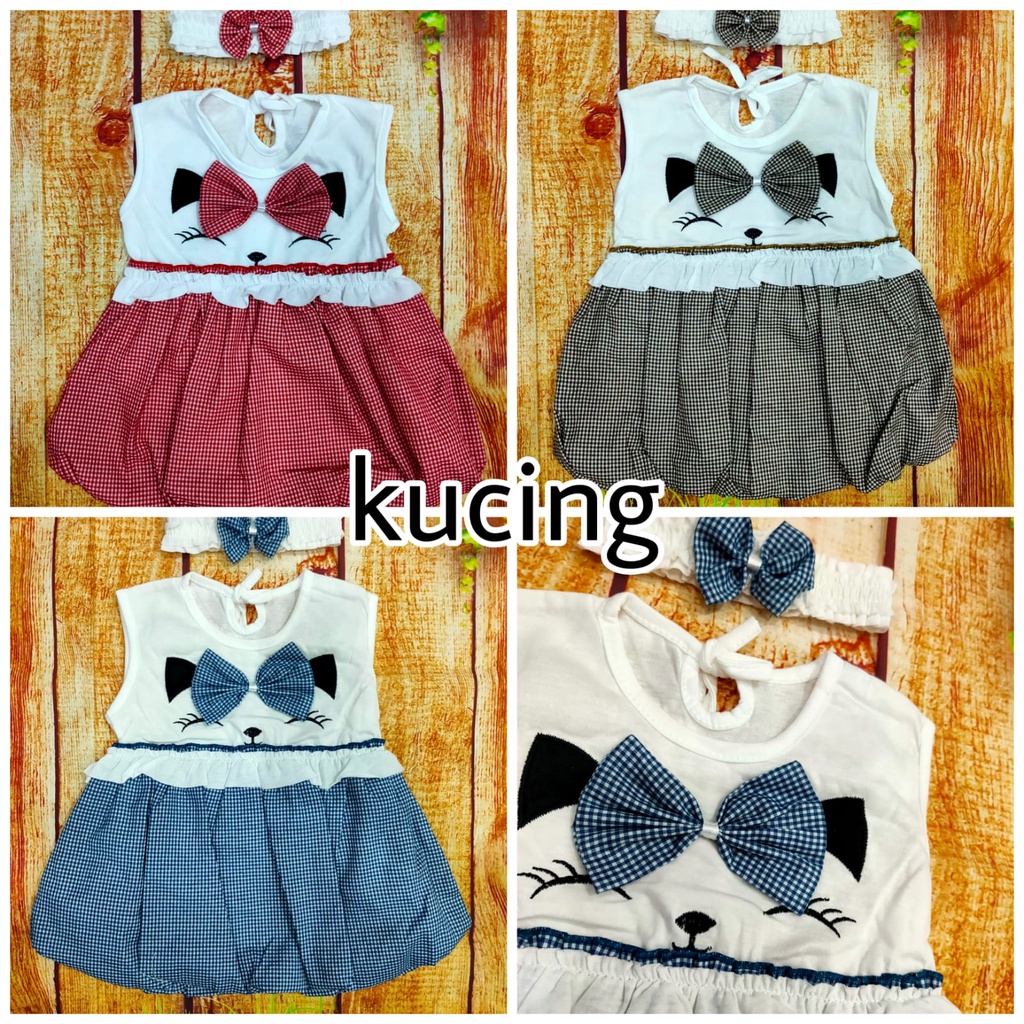 Two Mix Baju Bayi Murah Dress Bayi Free Bando 3 - 9 Bulan dj761-1