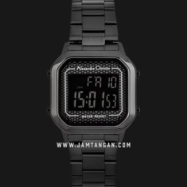 Alexandre Christie AC 9226 LH BIPBA Ladies Digital Dial Black Stainless Steel Strap