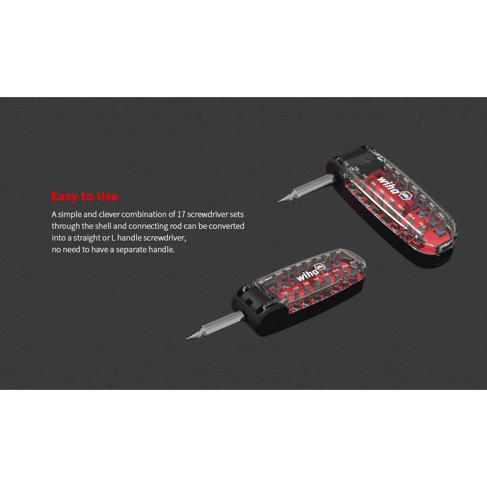 WIHA Pocket Crocodile Mouth Design Precision Screwdriver Set 17 in 1 - Set Obeng Lengkap 17 in 1 Desain Mulut Buaya