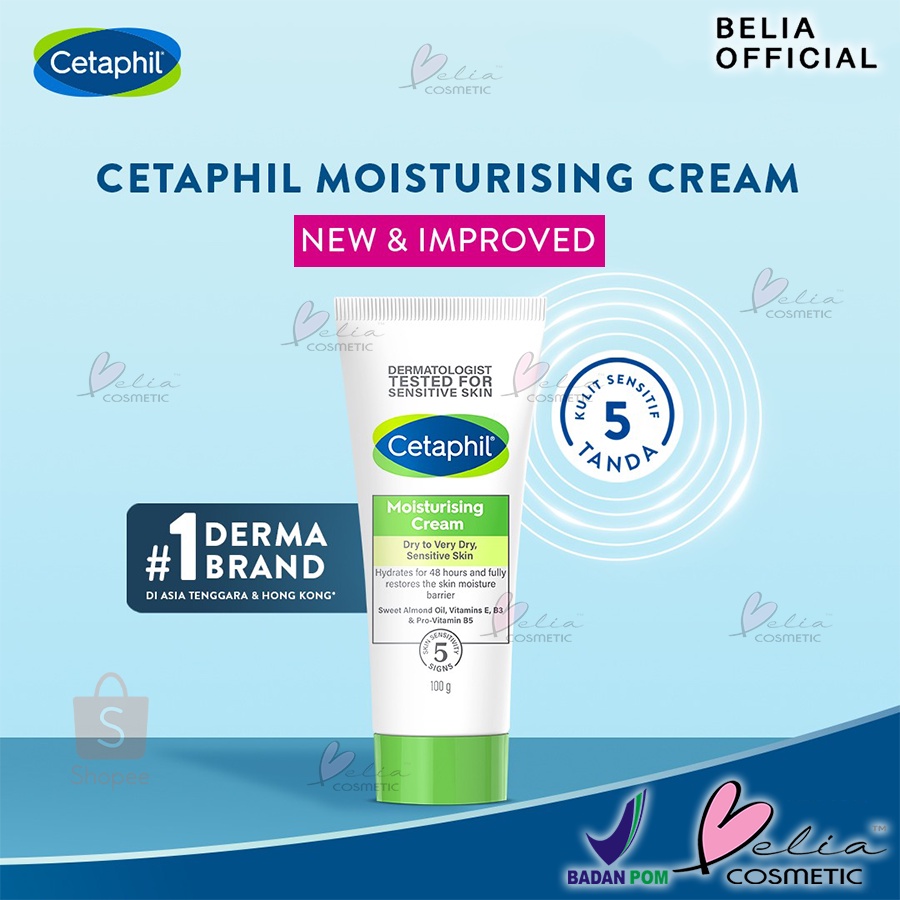❤ BELIA ❤ Cetaphil Moisturizing Cream face &amp; body 100g BPOM