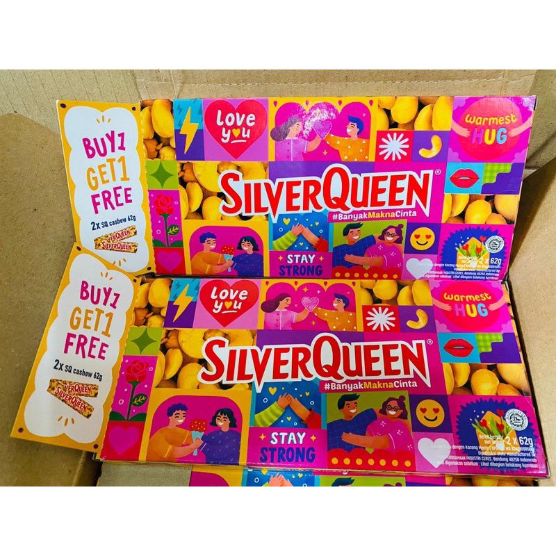 Silverqueen edisi Valentine (2x58 gr) free custom ucapan