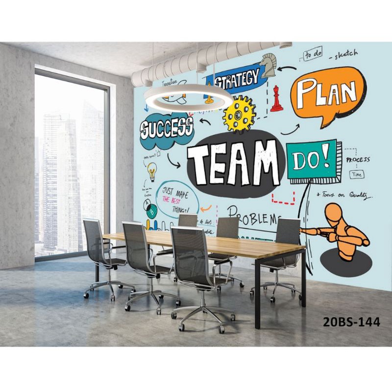 WALLPAPER CUSTOM RUANG MEETING 3D - WALLPAPER DINDING KANTOR - WALLPAPER CUSTOM DINDING KANTOR