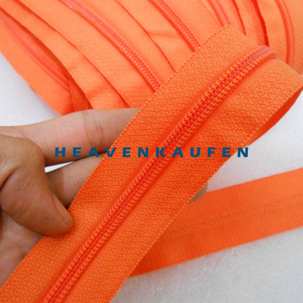 Resleting Zipper YKK Orange No 5 Murah Meteran