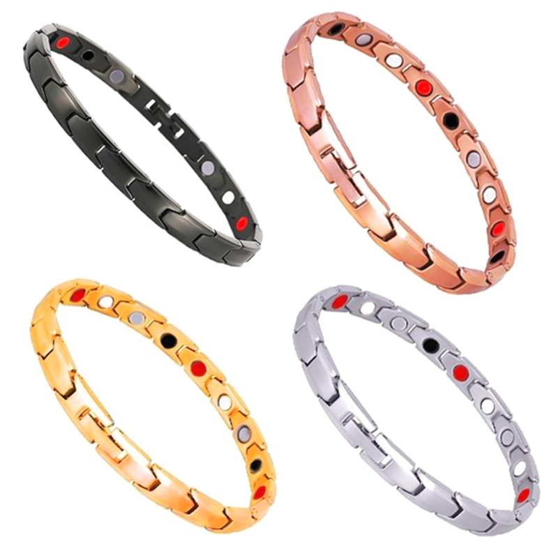 Gelang Terapi Magnetik Warna Emas / Silver / Hitam / Silver untuk Arthritis / Carpal Tunnel