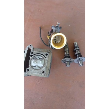 BLOKSHER piston 63,5 fim dan karbu PWK noken as papasan motor satria fu racing Bore-up