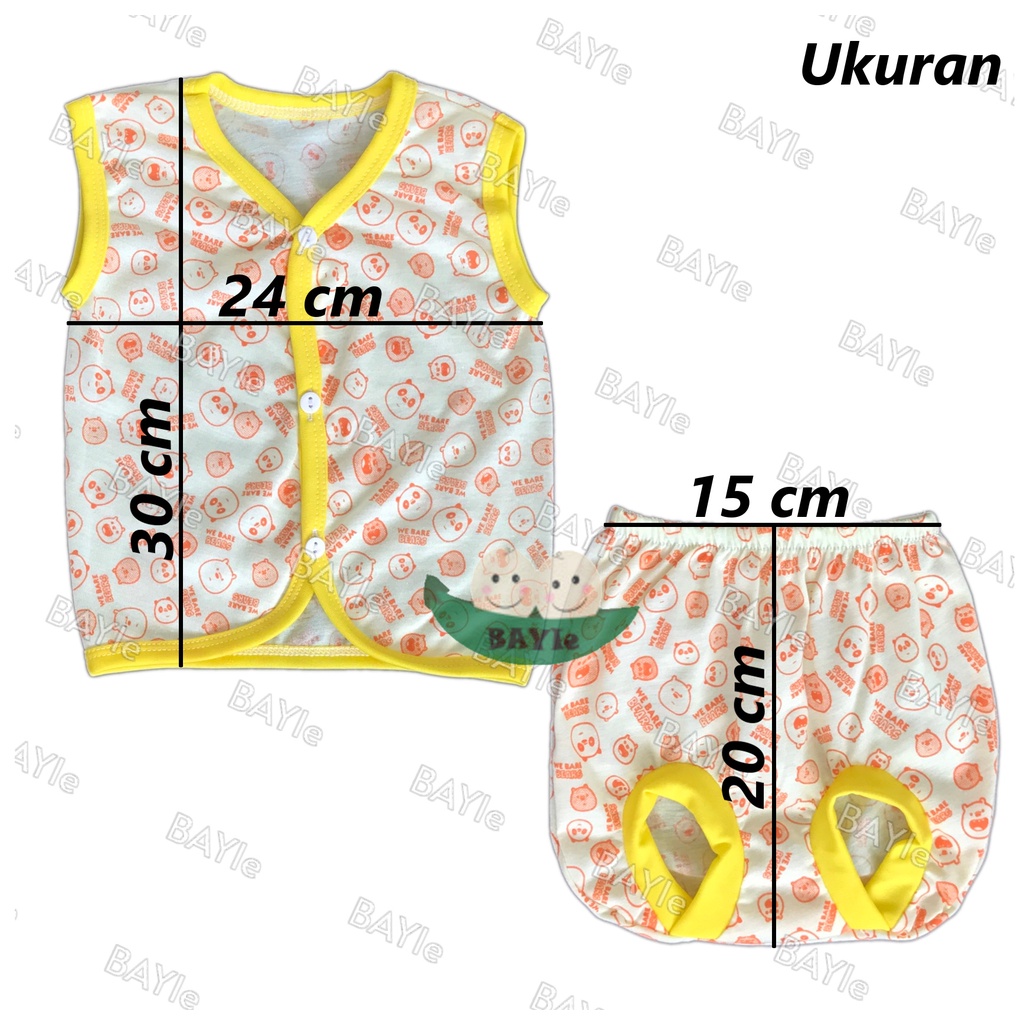 BAYIe - 3 SET Setelan Baju Bayi Kutung+Celana Kacamata WARNA Motif BEAR umur 0-3 bulan/baju anak laki-laki/perempuan