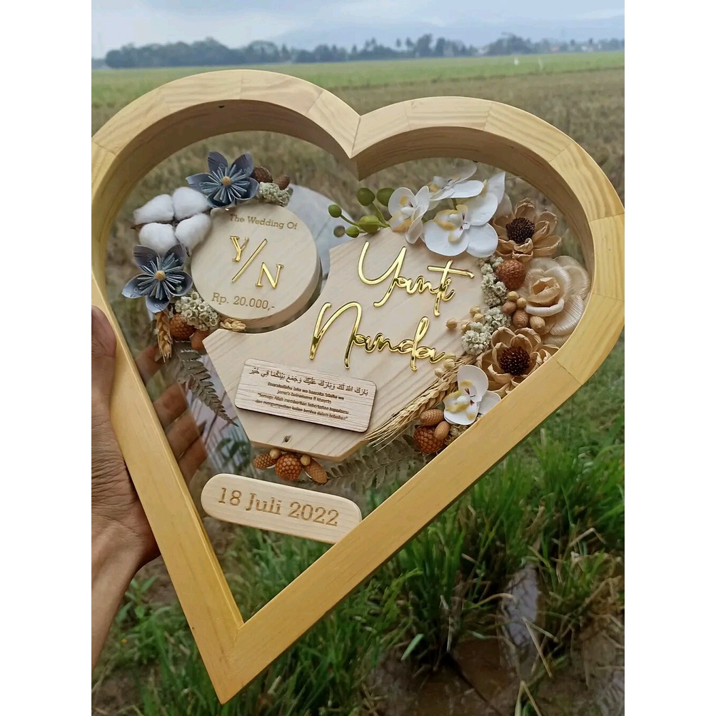 Bingkai Mahar  | Pigura Bentuk Love | Pigura Mahar pernikahan | Pigura 3d | Pigura Jati belanda | ma