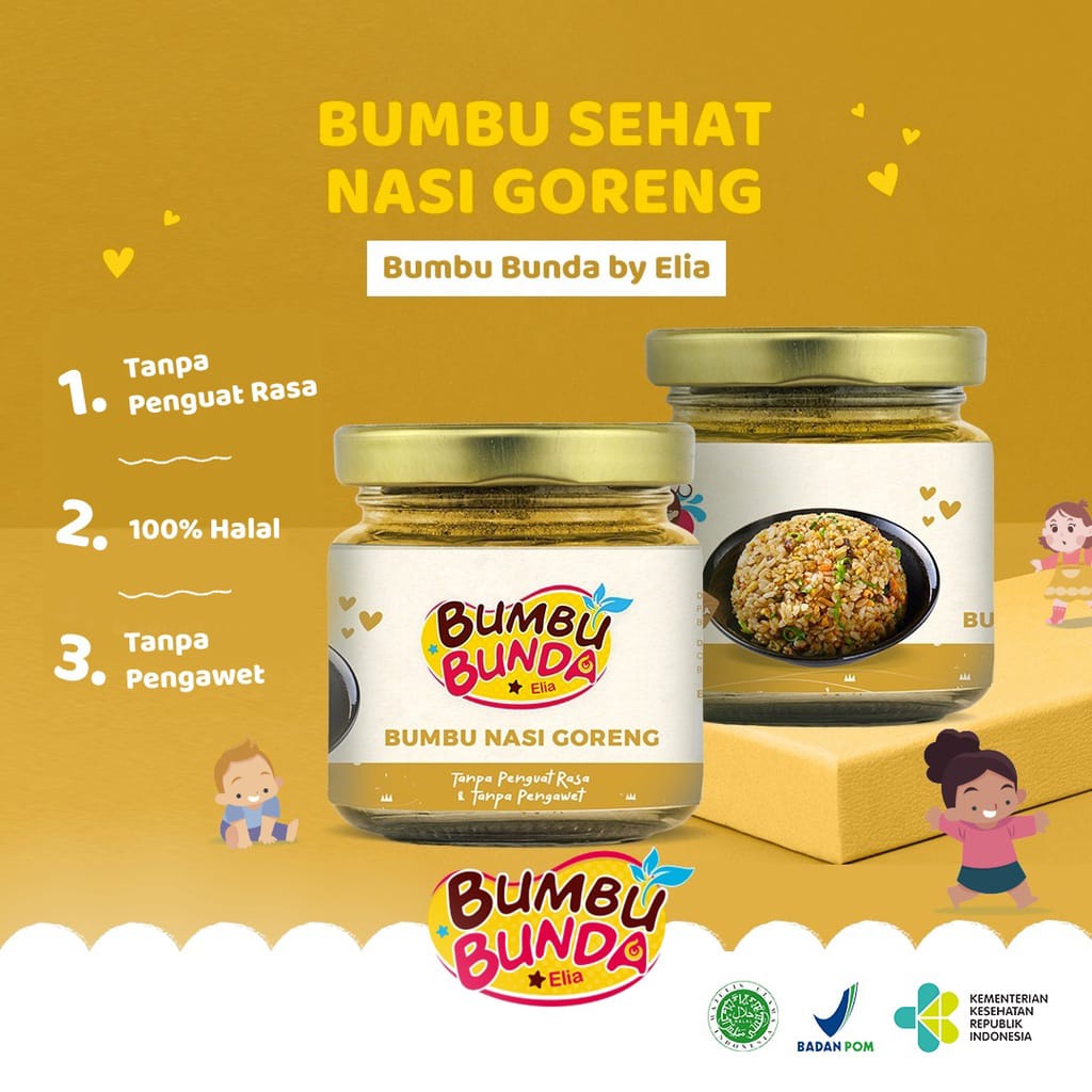 (HALAL MUI) BUMBU BUNDA Elia Bumbu Nasi Goreng | bumbu MPASI | food powder bumbu bunda