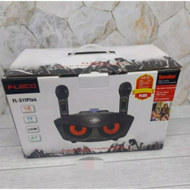 SPEAKER BLUETOOTH KARAOKE  FLECO FL311PLUS/MIC WIRELESS SPEAKER PORTABLE MICROFON DUA SMULE KTV USB