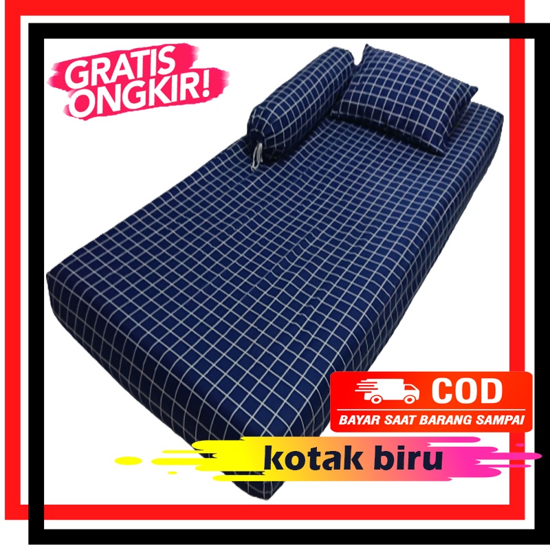 Sprei Single 100x200x20 Aesthetic Monochrome Kotak Hitam dan Kotak putih Sprei sudut karet