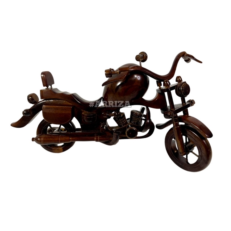 Hiasan Miniatur  Motor Harley / Pajangan Miniatur Motor Harley / Miniatur Kayu / Pajangan Kayu / Hiasan Pajangan Becak Dari Kayu Jati Asli