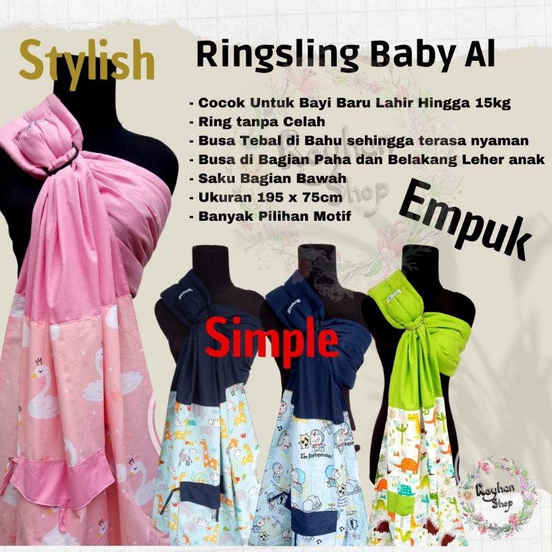 Harga Gendongan Bayi Ringsling Baby Al motif Kombinasi | Gendongan Bayi
Samping Ring Tidak Bercelah Empuk Simple Stylish
