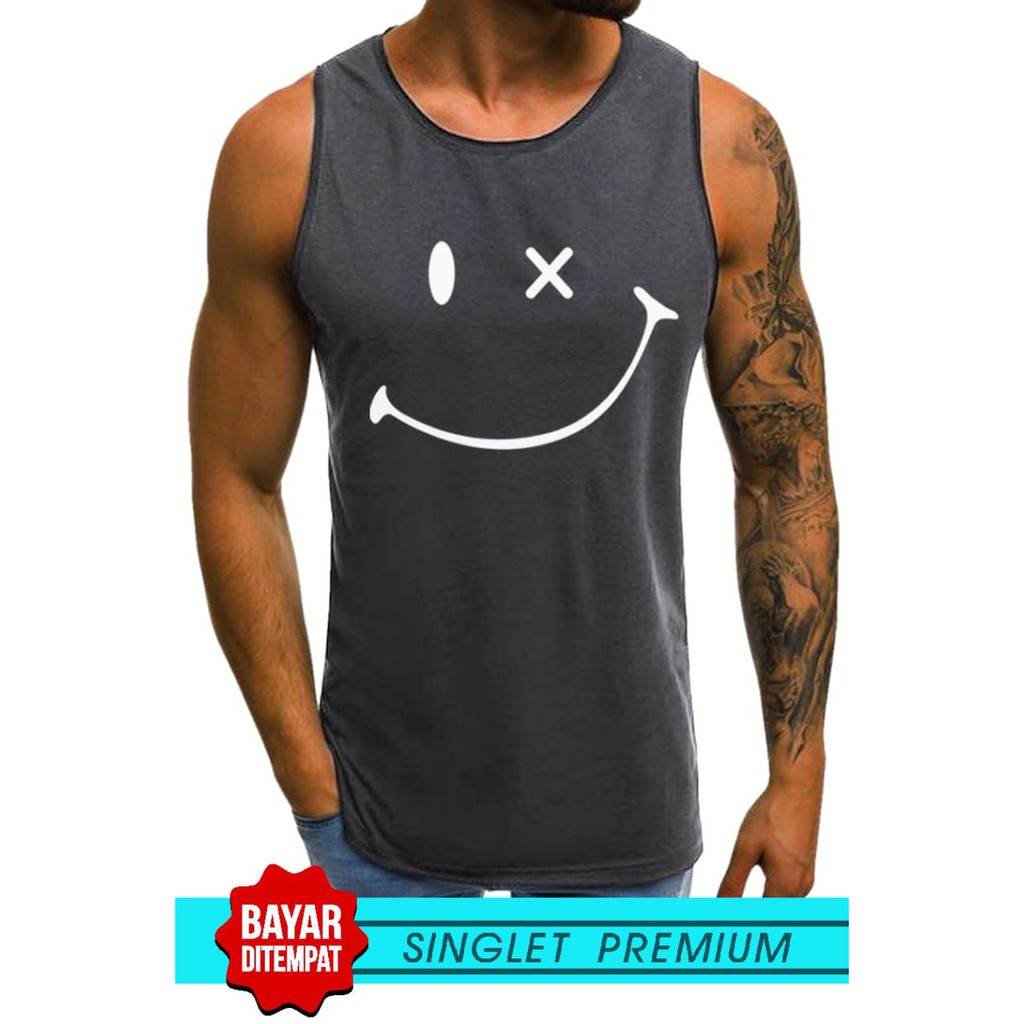 SINGLET LEKBONG PRIA (SMILE) / SINGLET LEKBONG GYM /LEKBONG / SINGLET/KAOS DALAM PRIA/KUTANG