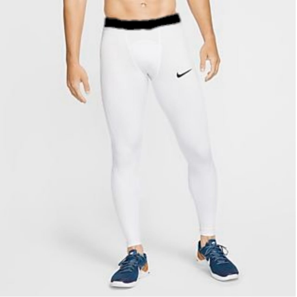 Celana Panjang gym legging manset baselayer putih Olahraga gym fitnes celana Baselayer White