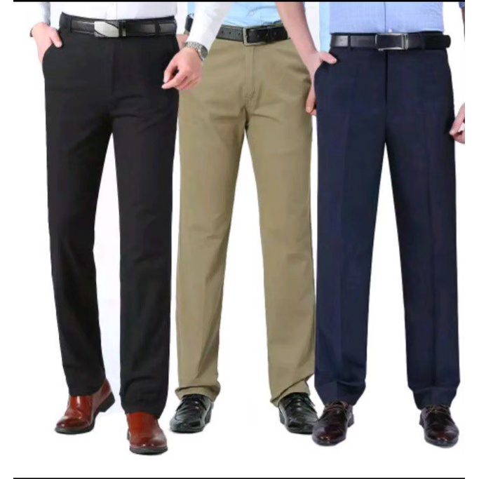 celana kantor formal pria slimfit bahan dasar kain wol