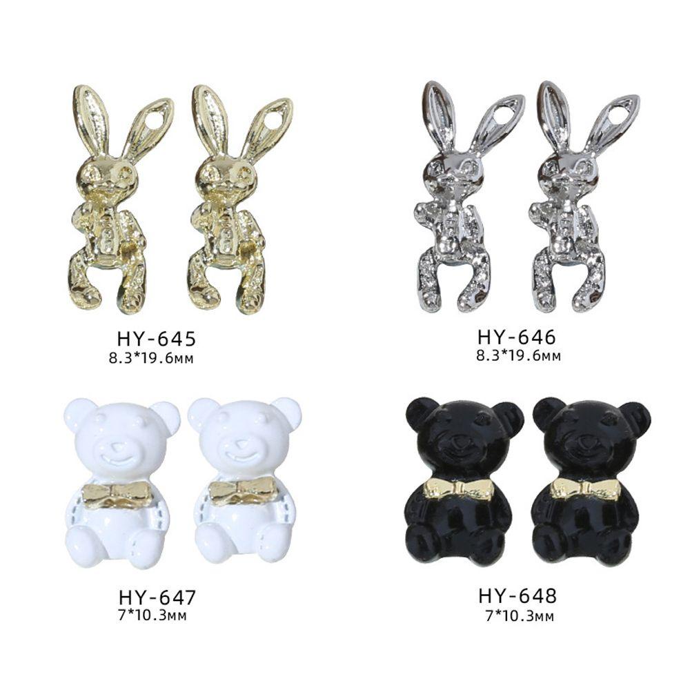 AUGUSTINA Agustin 3D Dekorasi Nail Art Wanita Korea Lucu Logam Dasi Kupu Beruang Nail Art Berlian Imitasi