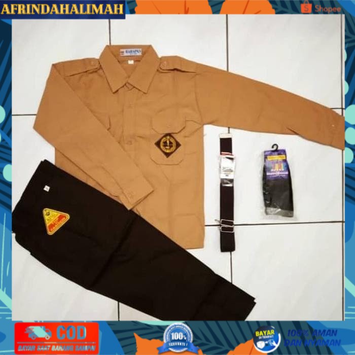 

{TERBARU} Set Lengkap Seragam Sekolah Pramuka SD Baju Panjang Celana Panjang BB