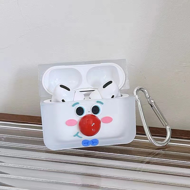 3d Hidung Merah Kartun Joker Lucu Bluetooth Earphone Cover Pelindung Untuk Airpods1 2 3 Pro 2 pro2 Airpods3 Lembut Tahan Air Case