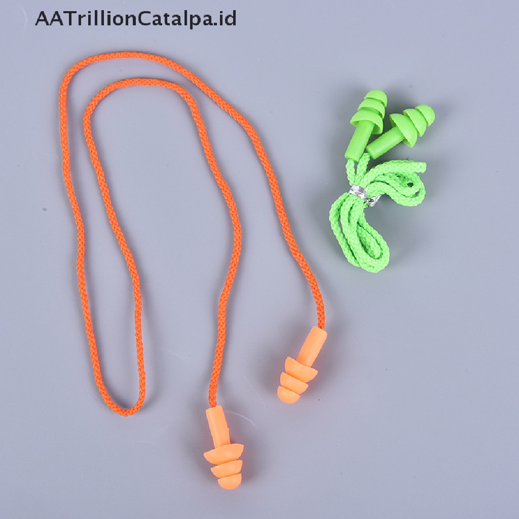 Earplugs Bahan Silikon Dengan Tali Untuk Berenang