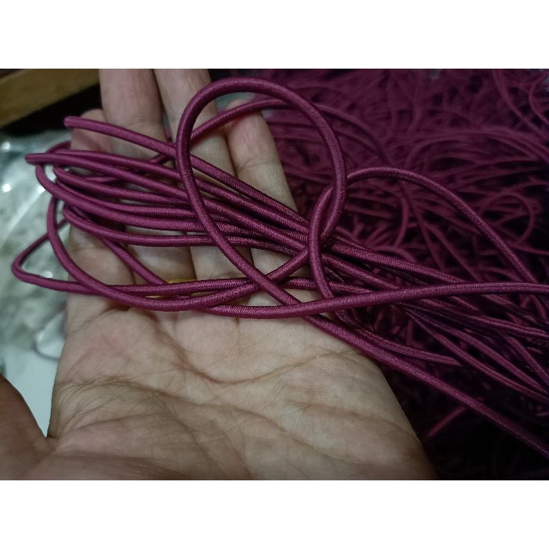 tali bulat elastis tali string elastis/tali karet bulat  3mm 13 warna( permeter)-Magenta