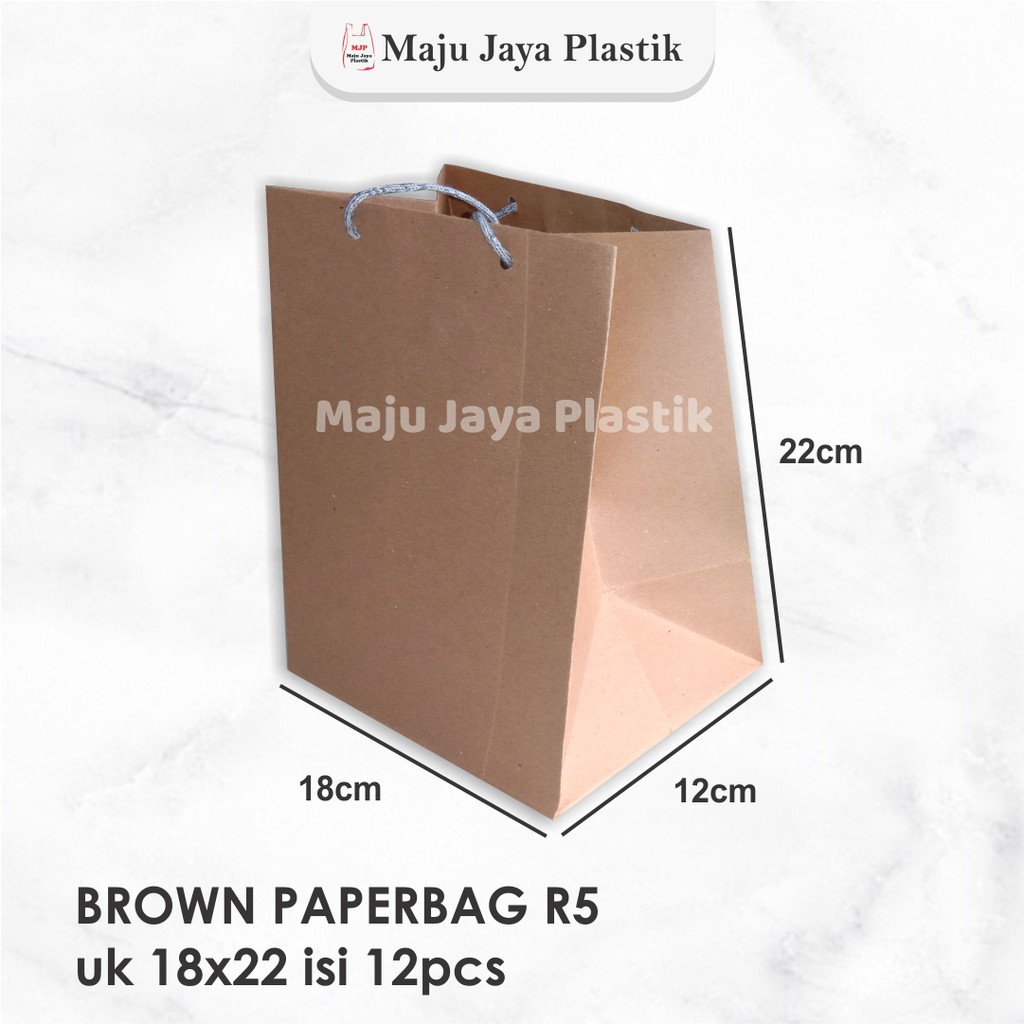 

12pc Paperbag R5 18x12x22 kardus box snack R5 18x22 Paper bag Coklat Tas Souvenir Kantong Kertas