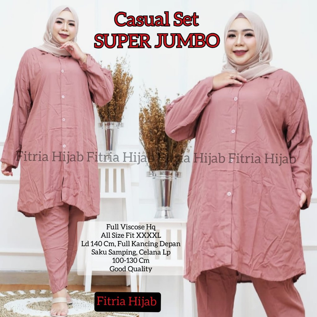 CASUAL SET LD 140 SETELAN BUSUI KATUN RAYON VISCOSE TUNIK JUMBO CELANA CASUAL PREMIUM ft