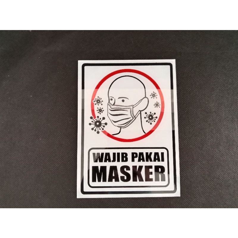 

sign board / sign label WAJIB PAKAI MASKER 12cm x 15cm