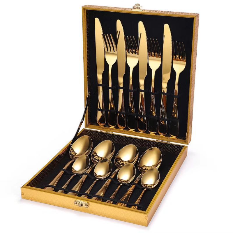 CUTLERY SET isi 16pc / SENDOK SET KEMASAN KOPER GOLD