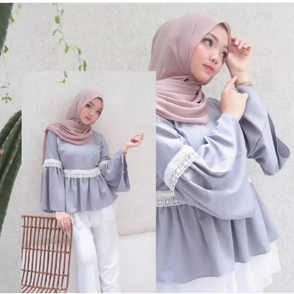 Titania blouse / atasan / atasan lengan pendek 3/4 - baju wanita - blouse wanita