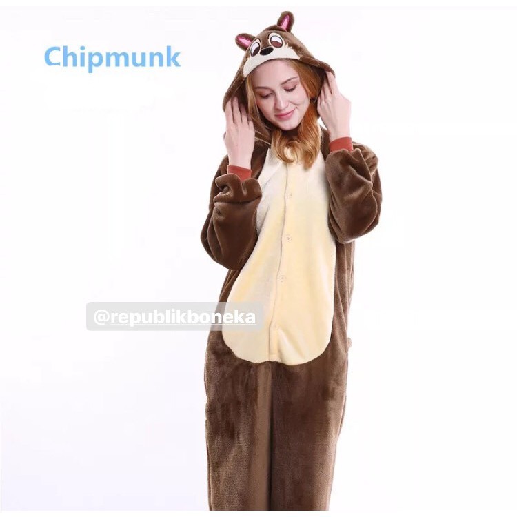 BAJU ONESIE CHIP DALE CHIPMUNK KOSTUM PESTA PIYAMA