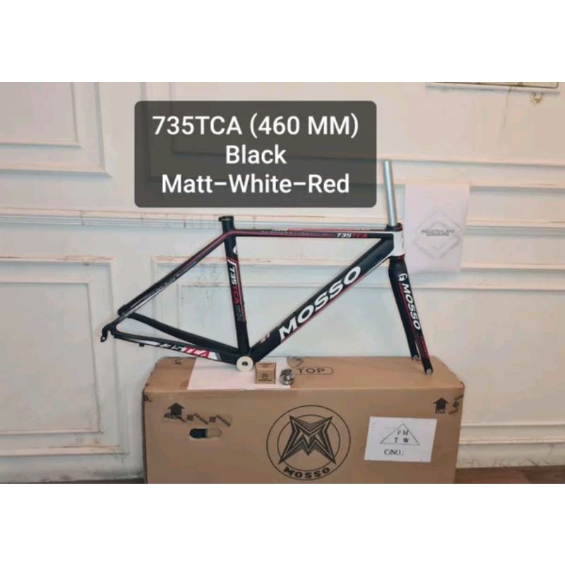 Frame Roadbike Mosso 735TCA Size 460mm Warna Hitam Merah . Rangka Sepeda Balap Road Bike 735 TCA Size Ukuran 46cm 460 mm Alloy 7005