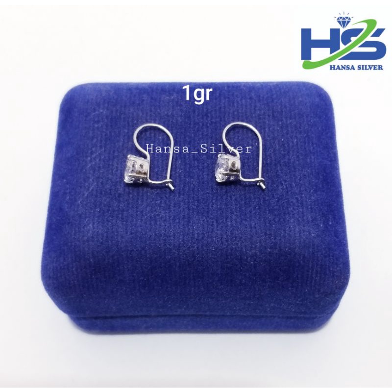 Anting Perak Asli Silver 925 Lapis Emas Putih Model Anting Desi 0,5Gram/1Gram/ 1,5Gram/2Gram/3Gram - Anting Wanita Anti Karat