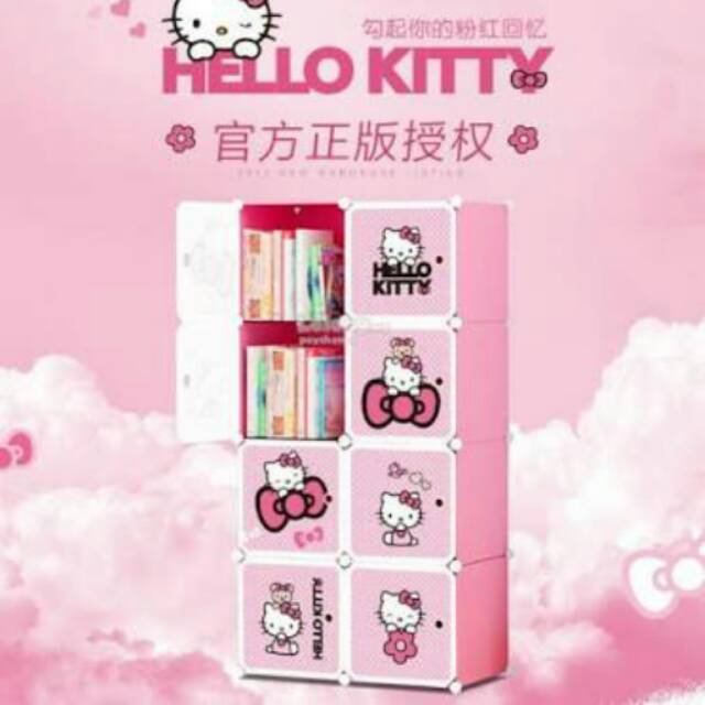 LEMARI BAJU ANAK KABINET CABINET BOX PLASTIK 8 PINTU HELLO KITTY