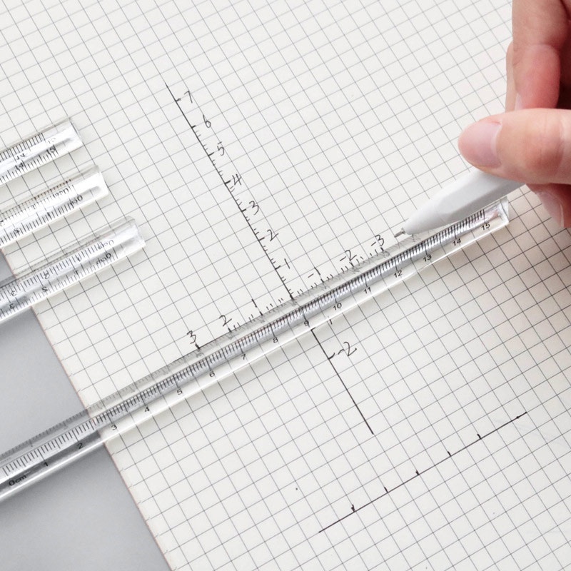 Triangular Prism Clear Ruler Stick 15cm - Penggaris Bentuk Prisma Segitiga Untuk Pelajar