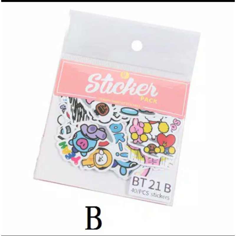 40 Pcs Stiker Kpop Type B Decal BTS Boys bt21 Kartun untuk Scrapbook