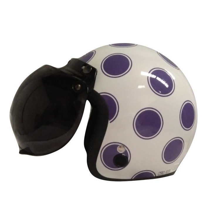 Helm Bogo / Helm Retro / Helm Igloo Moon White Purple + Kaca