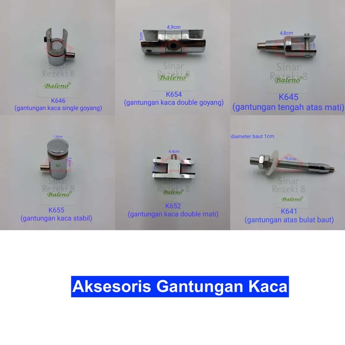 Blue.Star00 K646 Gantungan Bracket Rak Ambalan Kaca Tengah Jepit Single Jepit Kawat Sling Baja 2 Mm