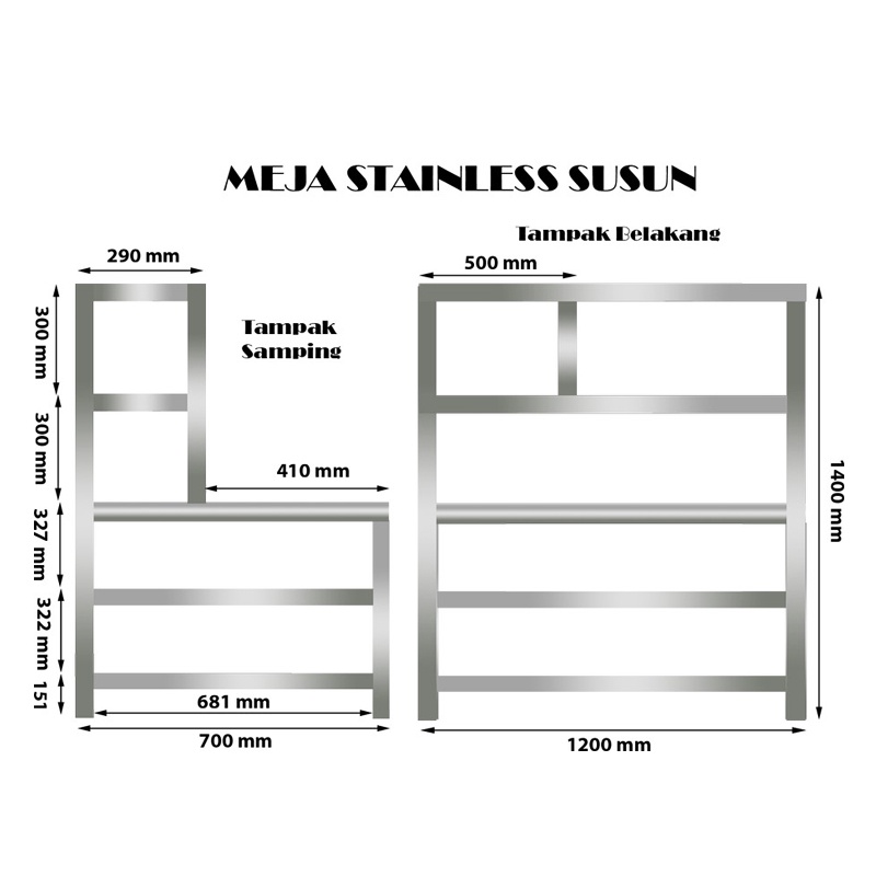 TERMURAH Meja Rak Stainless Steel MrDapur MS 4 BISA GOSEND INSTANT