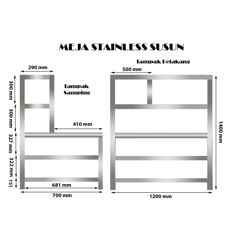 Meja Rak Stainless Steel MrDapur MS 4 Murah