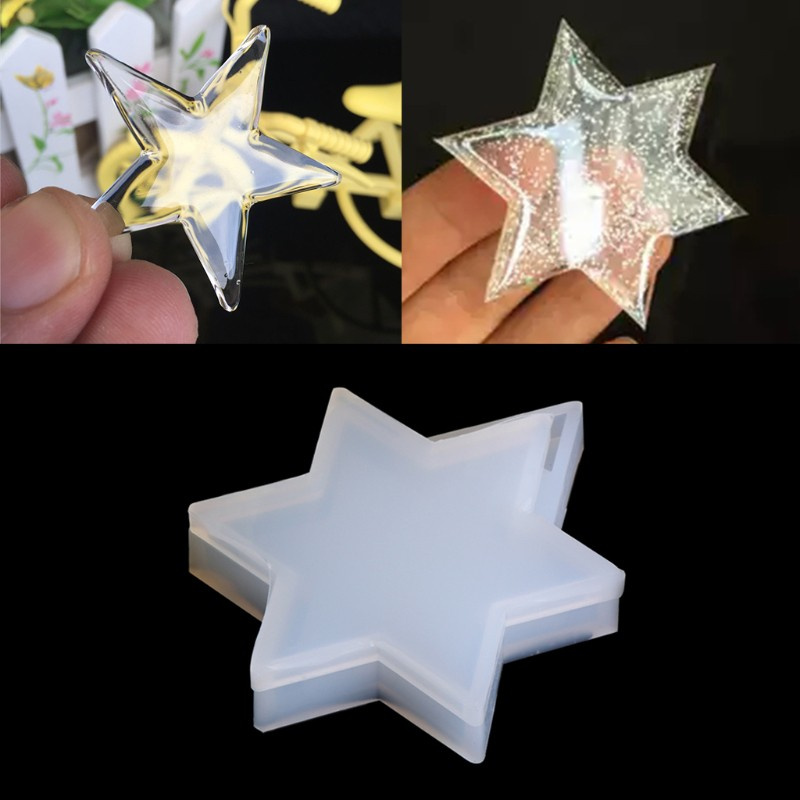 Glitter Transparent Silicone Pendant Mould Resin Star DIY Jewelry Making Tool Fondant Cake