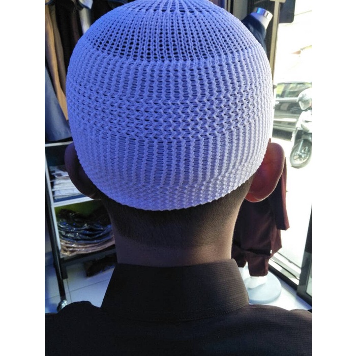 Peci Rajut/Peci Haji/Peci Murah/Peci Polos Warna Putih - Putih