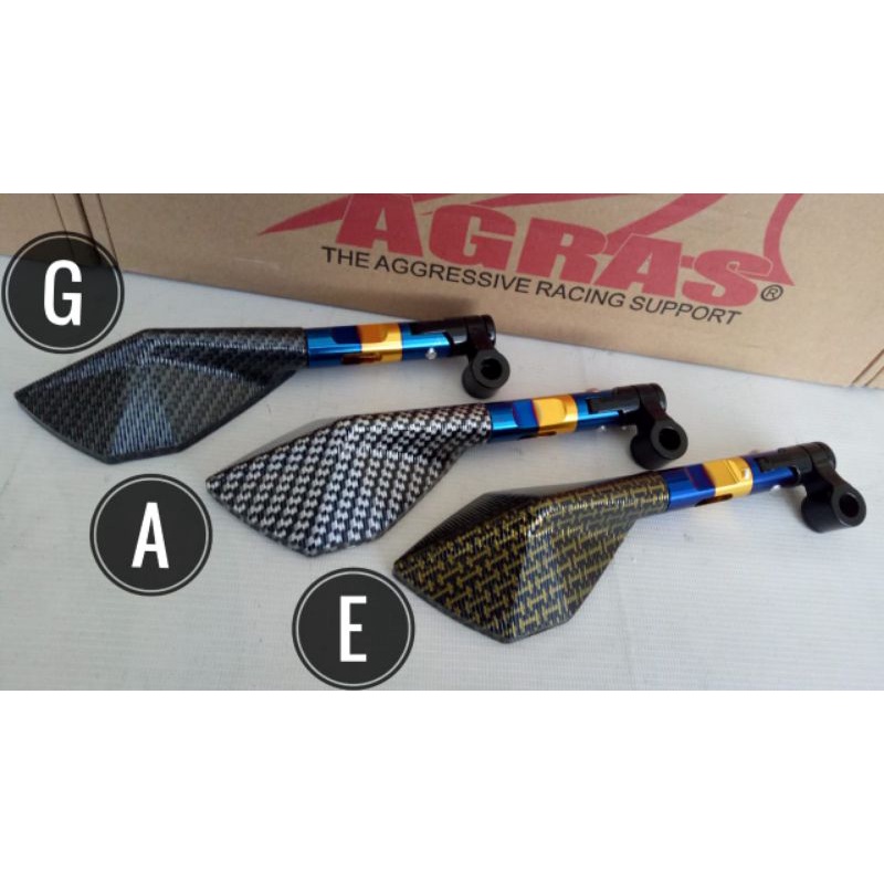 Spion tomok carbon v2 twotone universal atau Kaca spion V2 daun carbon twotone universal-3