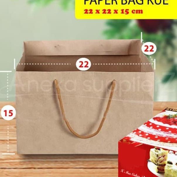 

♙ Paper Bag Kue Cake Box | 22x22x15 cm (10 pc) ☛